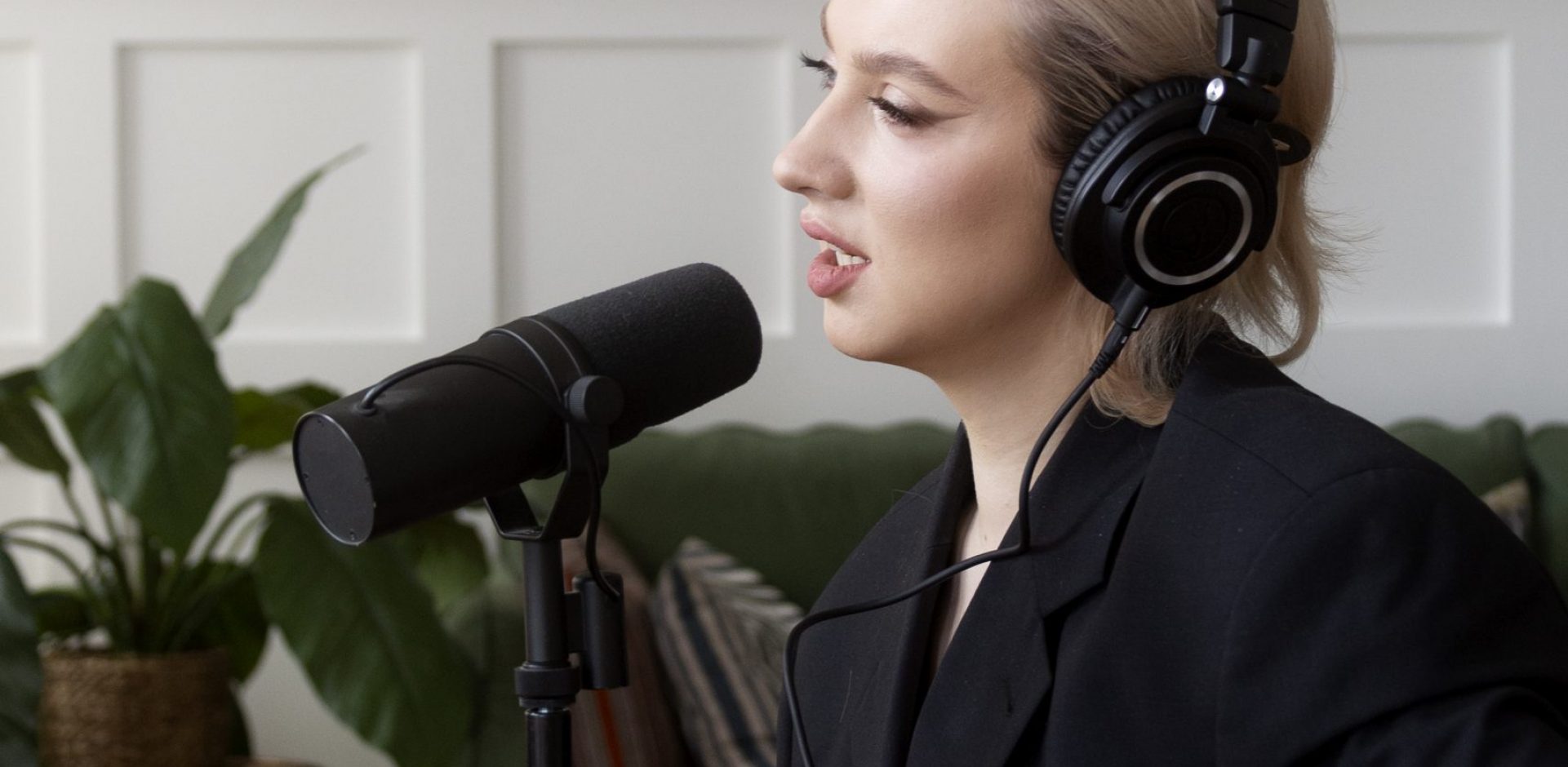 side-view-woman-recording-podcast